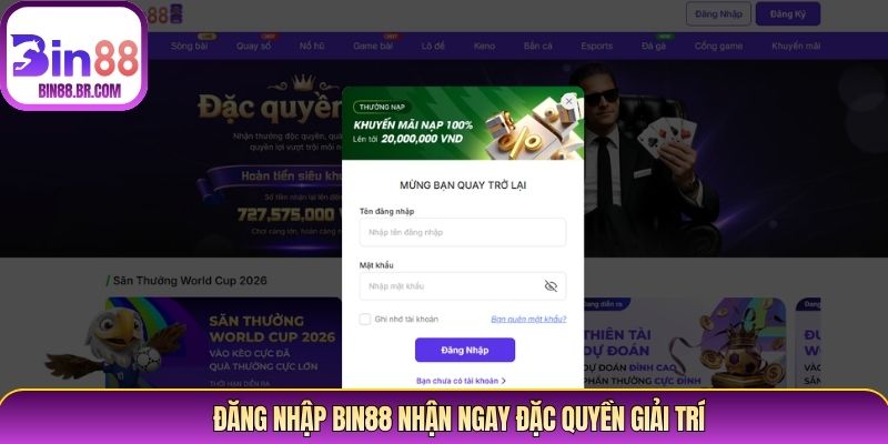 Đăng nhập Bin88 nhận ngay đặc quyền giải trí