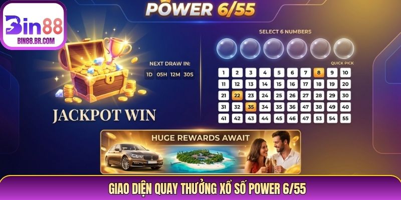 Giao diện quay thưởng xổ số Power 6/55 Giao diện quay thưởng xổ số Power 6/55